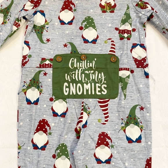 PatPat Kids Christmas Gnome All-over Print Long-sleeve Green Romper Pajamas Sets - Picture 7 of 8